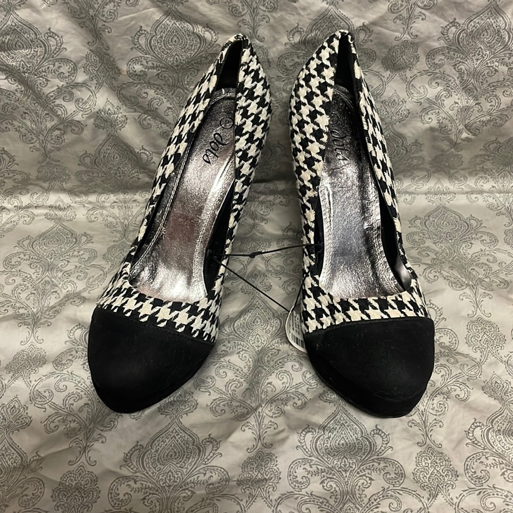 Black and white heels
